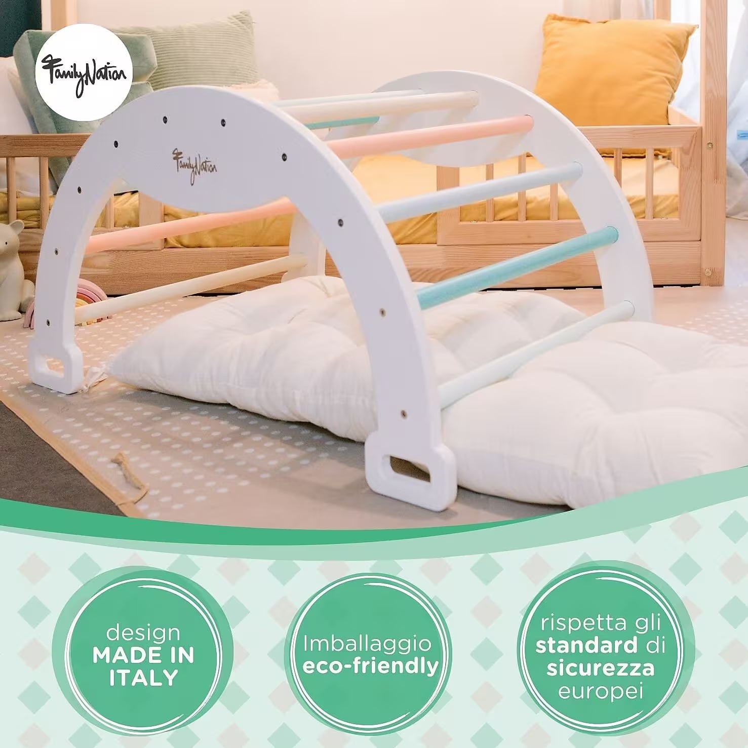 Family Nation Cuscino per Arco Montessori Rainbow