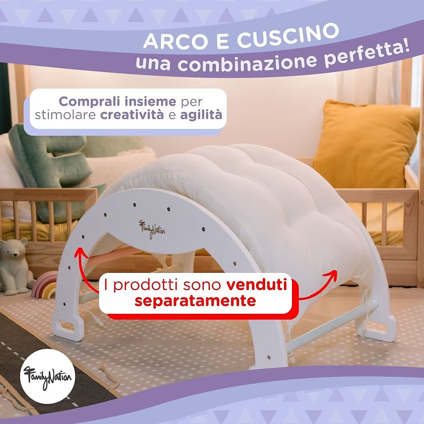 Family Nation Cuscino per Arco Montessori Rainbow