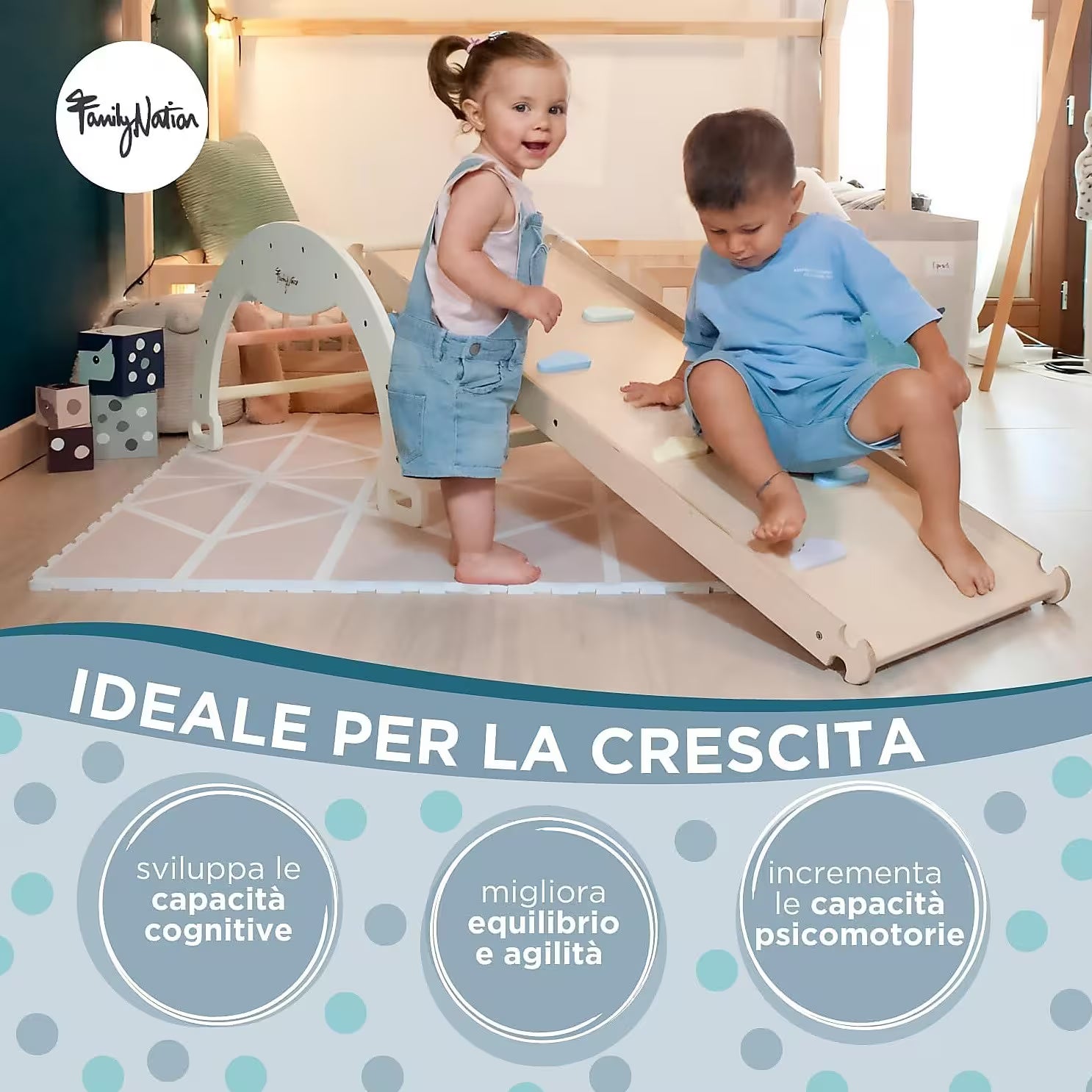 Family Nation Scivolo montessoriano Rainbow 2 in 1