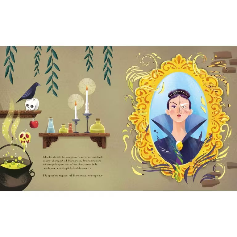Pagine interne con intagli, libro fiabe bambini Biancaneve e i sette nani